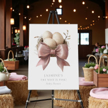 Pink bow Nest Baby Dusche Aquarellzeichen