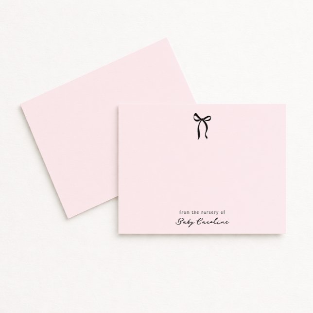 Pink Bow Nursery Note Card Einladung (Von Creator hochgeladen)