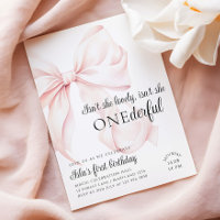 Pink Bow Onederday Invitation d'anniversaire