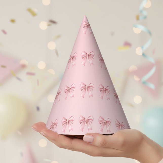 Pink Bow Pattern Birthday Party Hats Partyhütchen (Von Creator hochgeladen)