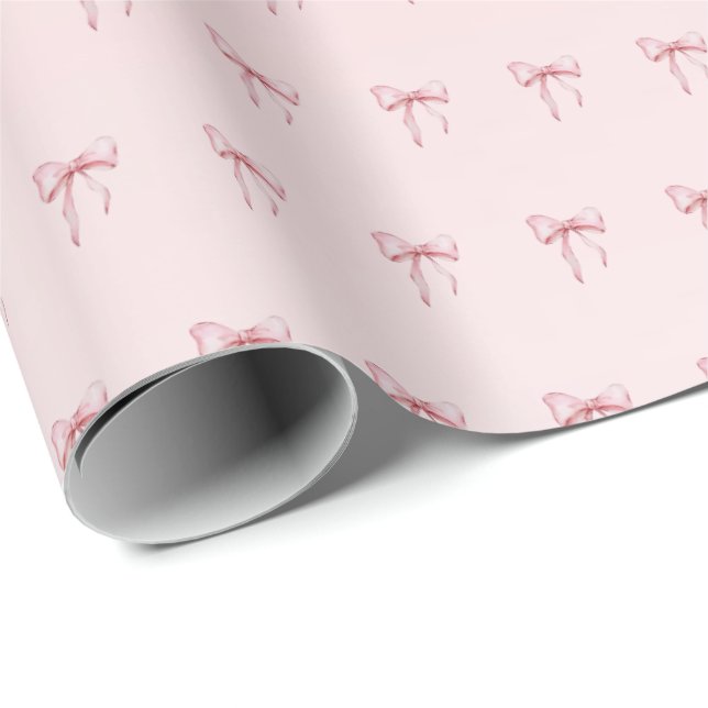 Pink Bow Pattern Gift Wrapping Paper Geschenkpapier (Rolleneckpunkt)