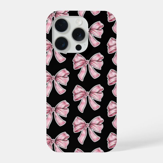 Pink Bow Pattern Phone Case iPhone 15 Pro Hülle (Rückseite)