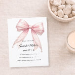 Pink bow pearls elegant Sweet 16 invitation<br><div class="desc">A clear,  transparent background,  decorated with a pink large bow with pearls. Personalize and add a name and party details. 

1 sheet = 1 invitation printed edge to edge.</div>