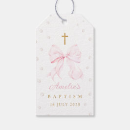 Pink Bow Pearls Girl Baptisse Geschenkanhänger