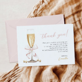 Pink Bow Pearls & Prosecco Brautparty Dankeskarte