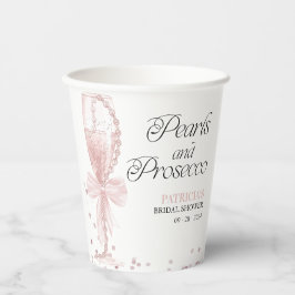 Pink Bow Pearls & Prosecco Brautparty Pappbecher