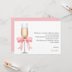 Pink Bow Pearls & Prosecco Brautparty Vielen Dank Einladung