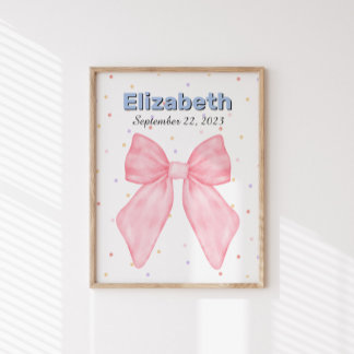 Pink Bow Personalisiert Individuelle Name Poster