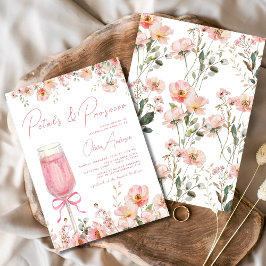 Pink Bow Petals & Prosecco Blush Brautparty Einladung