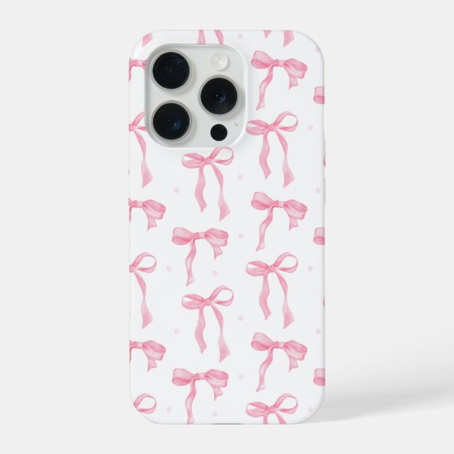 Pink Bow Phone Case – Chic Black & Blush Pattern iPhone 15 Pro Hülle (Rückseite)