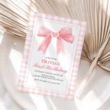 Pink Bow Preppy Coquette 1. Geburtstag