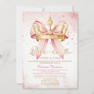 Pink Bow Princess ONE-CE Upon a time 1st birthday Einladung