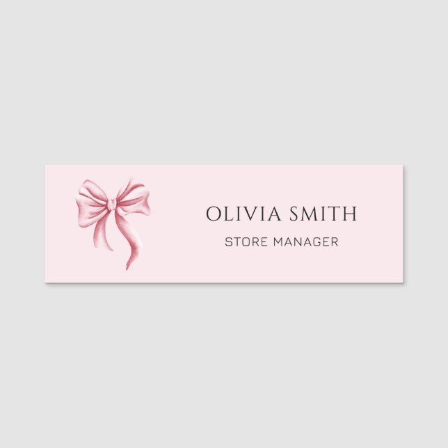 Pink Bow Professional Small Business Namensschild (Vorderseite)