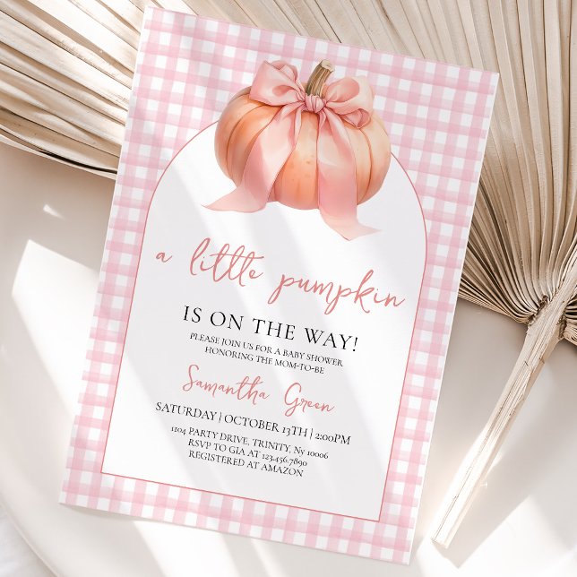 Pink Bow Pumpkin Baby Dusche Einladung (Von Creator hochgeladen)
