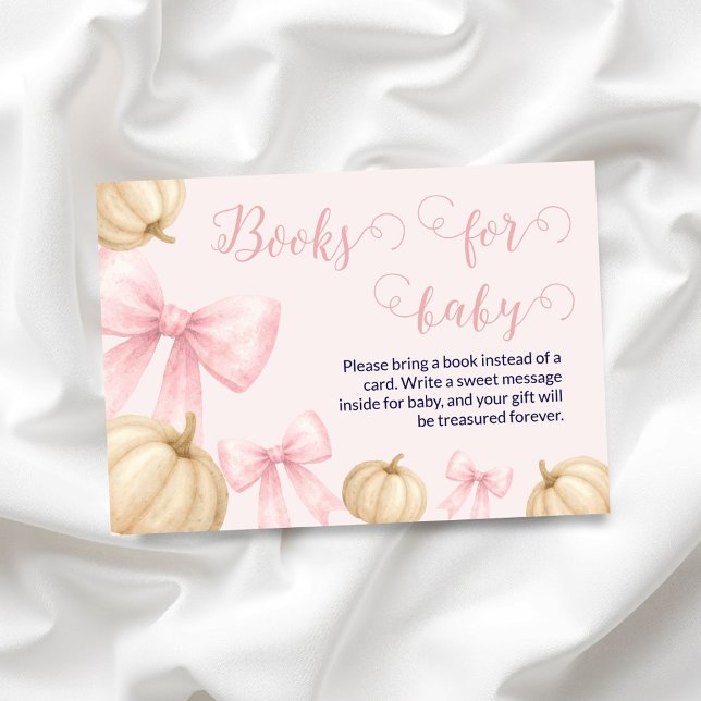 Pink bow Pumpkin Books for Baby Card Baby Shooting Begleitkarte (Von Creator hochgeladen)