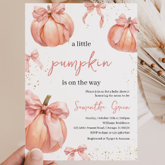 Pink Bow Pumpkin Girl Babydusche Einladung