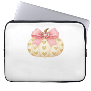 Pink Bow Pumpkin mit Golden Hearts - Coquette Fal Laptopschutzhülle