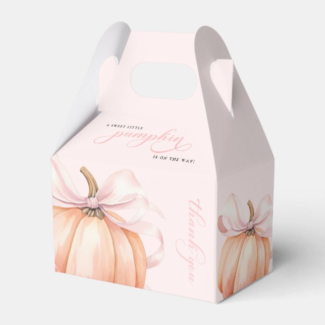 Pink Bow Pumpkin on Way Baby Shower Fevor Box Geschenkschachtel (Vorderseite)