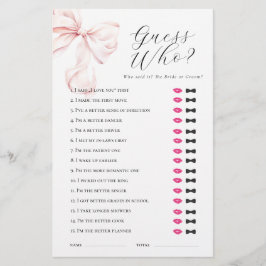 Pink Bow rät, wer Brautparty-Spiel Briefpapier