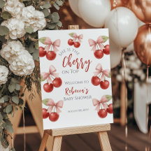 Pink Bow Red Cherry auf Top Baby Dusche Willkommen