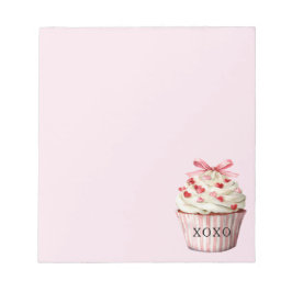 Pink Bow Red Hearts Cupcake Notizblock