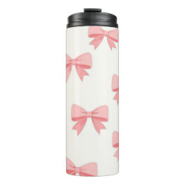 Pink Bow Repeat Pattern – Cute Girly Ribbon Design Thermosbecher