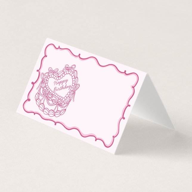 Pink Bow Retro Coquette Gâteau Anniversaire Carte (Front)