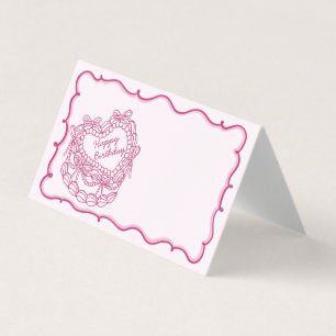 Pink Bow Retro Coquette Gâteau Anniversaire Carte