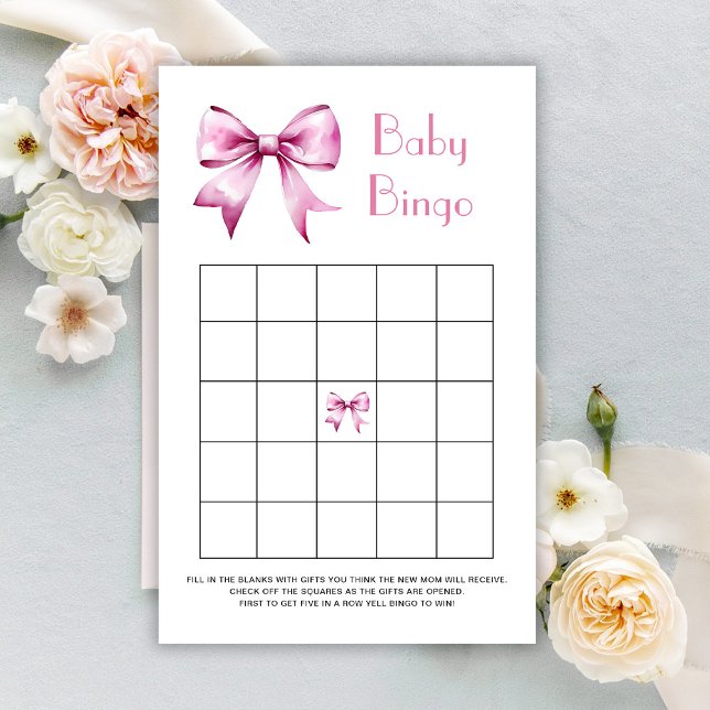 Pink Bow Ribbon Baby Bingo Game (Von Creator hochgeladen)