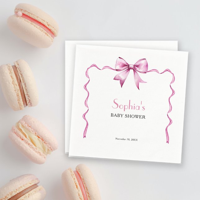 Pink Bow Ribbon Babydusche Serviette (Von Creator hochgeladen)