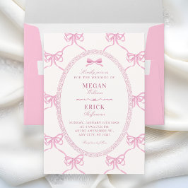 Pink bow ribbon wedding einladung