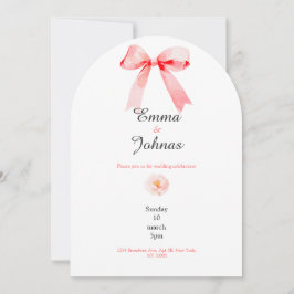 pink bow rose chic wedding invitation einladung