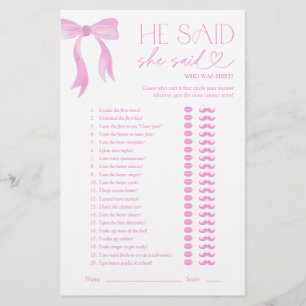 Pink Bow sagte, sie sagte Brautparty Game