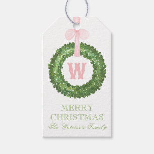 Pink Bow Sash Weihnachtscreme Wraath Umrandung Geschenkanhänger