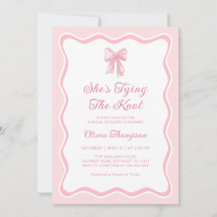 Pink Bow Shes binden das Brautparty des Knotens Einladung