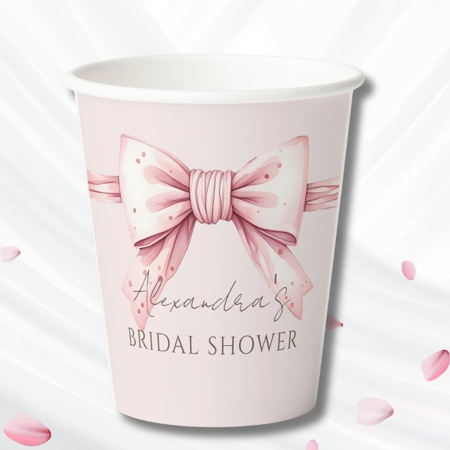 Pink Bow Shes binden das Brautparty des Knotens Pappbecher (Von Creator hochgeladen)