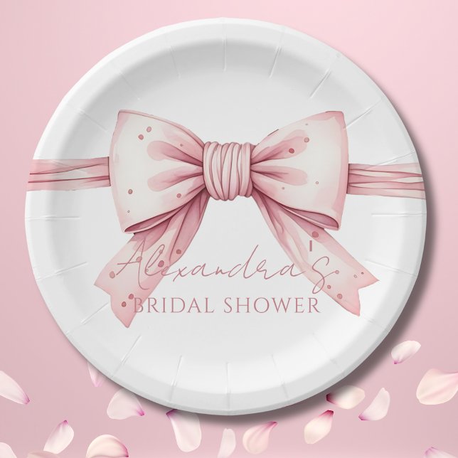 Pink Bow Shes binden das Brautparty des Knotens Pappteller (Von Creator hochgeladen)