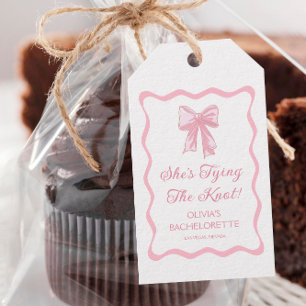 Pink Bow Shes binden Knot Bachelorette Geschenkanhänger