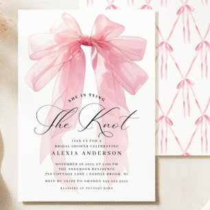 Pink Bow Sie bindet das Brautparty am Knoten Einladung