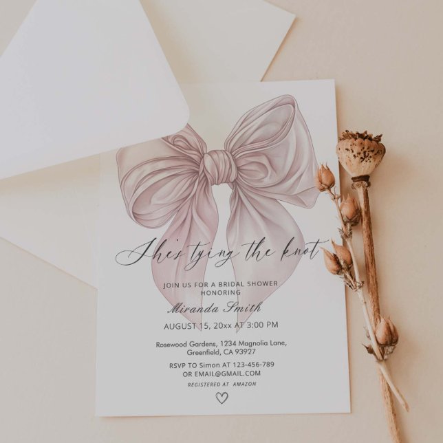 Pink Bow Sie bindet das Brautparty des Knotens Einladung (Von Creator hochgeladen)