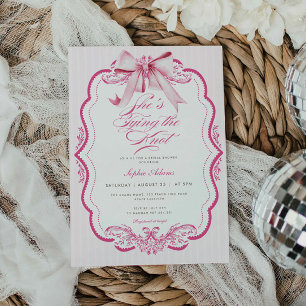 Pink Bow Sie bindet das Brautparty des Knotens Einladung