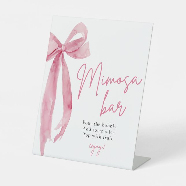 Pink Bow Sie bindet das Knot-Mimosa-Bar-Zeichen Sockelschild (Vorderseite)
