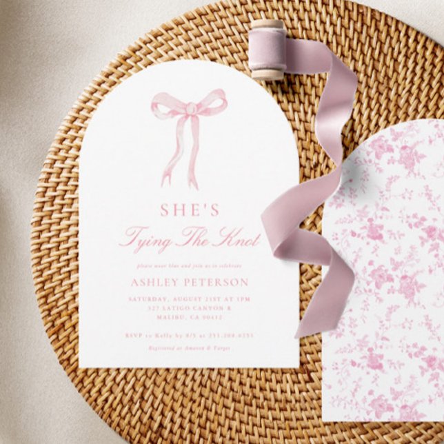 Pink Bow Sie bindet den Knoten Brautparty Arch Einladung (Von Creator hochgeladen)
