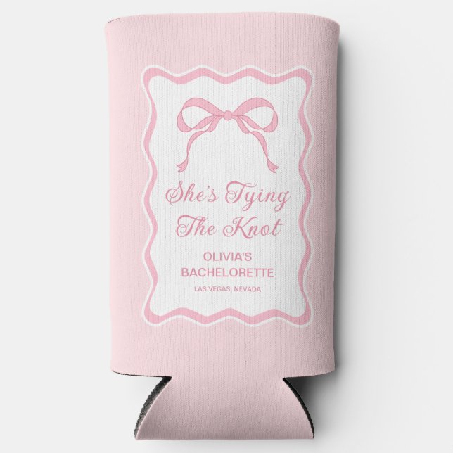 Pink Bow Sie bindet den Knoten-Junggeselinnen-Absc Selters Dosenkühler (Vorderseite)