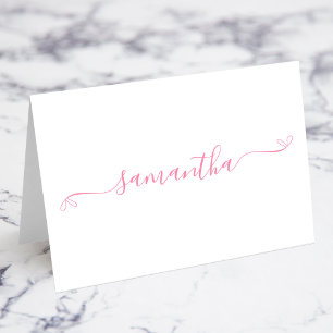 Pink Bow Signature Nom Cartes de lieu