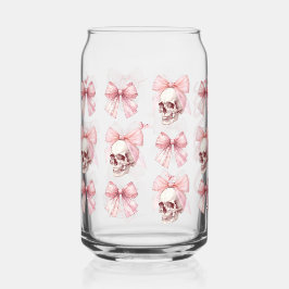 Pink Bow Skull Halloween Glas kann Trinkbehälter