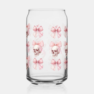 Pink Bow Skull Halloween Glas kann Trinkbehälter