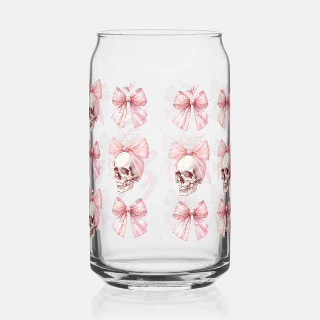 Pink Bow Skull Halloween Glas kann Trinkbehälter (Rechts)