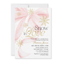 Pink Bow Snow in Love Winter Bridal Shower