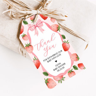 Pink Bow Strawberry Berry Sweet Favor Tags Geschenkanhänger